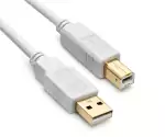 DINIC USB 2.0 HQ kabel A naar B stekker, 28 AWG / 2C, 26 AWG / 2C, wit, DINIC polybag, lengte 3,00m