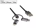 USB 3in1 HQ data/charging Cable, 1,00m