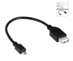 Adaptér USB ze zásuvky A na zástrčku micro B OTG, pro připojení k zařízením kompatibilním s OTG, černý, krabička DINIC s eurootvorem, 0,10 m