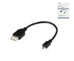 USB adapter A socket to micro B plug OTG, for connection to OTG-compatible devices, black, DINIC box with Euro hole, 0.10m
