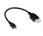 Adaptér USB ze zásuvky A na konektor micro B OTG, pro připojení k zařízením kompatibilním s OTG, černý, 0,10 m