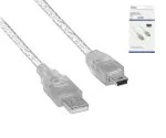 DINIC USB 2.0 cable, A male to 5pin mini male, AWG 28/26, transparent, 2.00m, DINIC Box