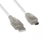 Mini USB 2.0 kábel, A dugó 5pin mini dugóhoz, átlátszó, 2.00m, DINIC polizsák