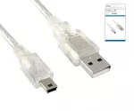 DINIC Câble USB 2.0, A mâle vers 5pin mini mâle, AWG 28/26, transparent, 2,00m, DINIC Box