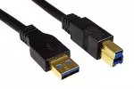 USB 3.0 cable A male to B male, gold plated contacts, black, 2m, DINIC Blister