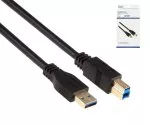 USB 3.0 Kabel A Stecker auf B Stecker, vergoldete Kontakte, schwarz, 2,00m, DINIC Box