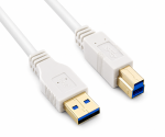 USB 3.0 кабел от щепсел A до щепсел B, позлатени контакти, бял, 2,00 м, пластмасова торбичка