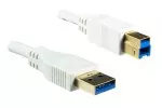 USB 3.0 Kabel A Stecker auf B Stecker, vergoldete Kontakte, weiß, 2,00m, Plastiktüte