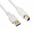 USB 3.0 cable A plug to B plug, gold-plated contacts, white, 2.00m, plastic bag