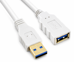 USB 3.0 удължител, от щепсел A до гнездо A, позлатени контакти, бял, 2,00 м, полиетиленов плик