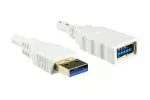 Rallonge USB 3.0, A mâle vers A femelle, contacts dorés, blanc, 2,00m, polybag