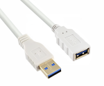 USB 3.0 hosszabbító, A dugóból A aljzatba, aranyozott érintkezőkkel, fehér, 2,00m, polizsák