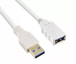 USB 3.0 extension, A plug to A socket, gold-plated contacts, white, 2.00m, polybag