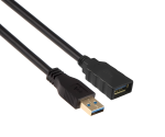 USB 3.0 hosszabbító, A dugóból A aljzatba, aranyozott érintkezőkkel, fekete, 2,00m, DINIC polizsákban