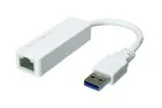 Adapter USB do Gbit LAN dla MAC i PC, wtyczka USB 3.0 (2.0) A do gniazda RJ45, biały, pudełko DINIC z otworem Euro