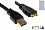DINIC USB 3.0 cable A male to micro B male, 1m 3P AWG 28/1P AWG 24, gold-plated contacts, black