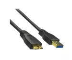 USB 3.0 Kabel A Stecker auf micro B 3.0 Stecker, vergoldete Kontakte, schwarz, 0,50m, DINIC Polybag