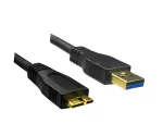 USB 3.0 cable A plug to micro B 3.0 plug, gold-plated contacts, black, 1.00m, DINIC polybag