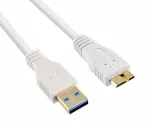 USB 3.0 cable A plug to micro B 3.0 plug, gold-plated contacts, white, 2.00m, plastic bag