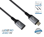 DINIC USB 4.0 Verlängerung, 240W PD, 40Gbps, 0,5m Typ C auf C, Alu Stecker, Nylon Kabel, DINIC Box