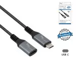 DINIC USB 4.0 Verlängerung, 240W PD, 40Gbps, Typ C auf C, Alu Stecker, Nylon Kabel, schwarz, Box mit Euroloch, 1m