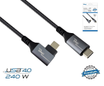 DINIC USB C 4.0 Kabel, gerade auf 90° Winkel, PD 240W, 40Gbps, Alu Stecker, Nylon Kabel, 0.50m