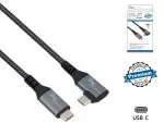 Cable DINIC USB C 4.0, recto a ángulo de 90°, PD 240W, 40Gbps, conector de aluminio, cable de nailon, 0,50m