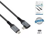 DINIC USB C 4.0 Daten u. Ladekabel, Typ C gerade auf 90° Winkel, PD 240W, 40Gbps, Alu Stecker, Nylon Kabel, schwarz, Box mit Euroloch, 1m