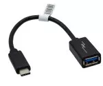 USB-C Adapter Typ C auf 3.0 A Buchse, OTG-fähig, schwarz, 0,20m, Polybag
