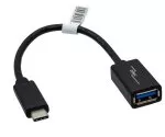 USB-C adapteris no C tipa līdz 3.0 A ligzdai, ar OTG funkciju, melns, DINIC polipaketes maisiņš, 0,20 m