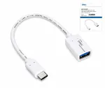 Adaptateur USB-C type C vers 3.0 A femelle, compatible OTG, blanc, 0,20m, DINIC Box