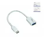 Adapter USB-C tipa C v vtičnico 3,0 A, z možnostjo OTG, bel, 0,20 m, DINIC Box