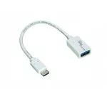 Adaptér USB-C typ C do zásuvky 3,0 A, s možností OTG, bílý, 0,20 m, polybag