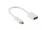USB-C Adapter Typ C auf 3.0 A Buchse, OTG-fähig, weiß, 0,20m, Polybag