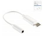 USB-C Adapter auf 3,5mm Audio (digital), mit Chipsatz, weiß, DINIC Box mit Euroloch, Länge 13,5 cm