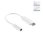 USB-C adapter to 3.5mm audio (digital), with chipset, white, DINIC box with Euro hole, length 13.5 cm