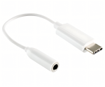 USB-C Adapter auf 3,5mm Audio (digital), mit Chipsatz, weiß, DINIC Polybag, Länge 13,5 cm