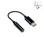 USB-C Adapter auf 3,5mm Audio (digital), mit Chipsatz, schwarz, DINIC Box mit Euroloch, Länge 13,5 cm