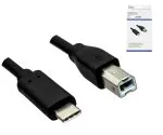USB Kabel Typ C auf USB 2.0 B Stecker, schwarz, 0,50m, DINIC Box (Karton)