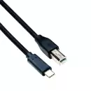 Καλώδιο USB τύπου C σε βύσμα USB 2.0 B, μαύρο, πολυσακούλα DINIC, 0,50m