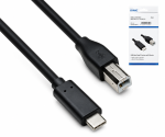 USB кабел тип C към USB 2.0 B щепсел, черен, DINIC кутия с евроотвор, 1,00 м