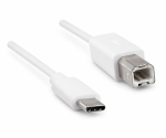 USB Kabel Typ C auf USB 2.0 B Stecker, weiß, 2,00m, DINIC Blister