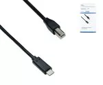 USB Kabel Typ C auf USB 2.0 B Stecker, schwarz, 2,00m, DINIC Box (Karton)
