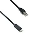 USB Kabel Typ C auf USB 2.0 B Stecker, schwarz, 2,00m, Polybag