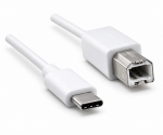 USB kabel typu C na konektor USB 2.0 B, bílý, v sáčku DINIC, 2,00 m