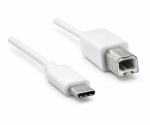 USB кабел тип C към USB 2.0 B щепсел, бял, полиетиленов плик DINIC, 2,00 м