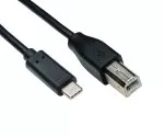 USB-kabel type C naar USB 2.0 B-stekker, zwart, 0,50 m, polyester zakje