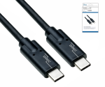 USB 3.2 adat- és töltőkábel, C-C típusú dugó, támogatja a 100W (20V/5A) töltést, fekete, DINIC doboz Euro lyukkal, 2m