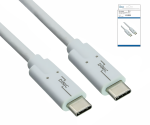 USB 3.2 data- en oplaadkabel, type C-C plug, ondersteunt opladen van 100W (20V/5A), wit, DINIC doos met Euro gat, 1m