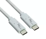 Datový a nabíjecí kabel USB 3.2, typ zástrčky C-C, podporuje nabíjení 100 W (20 V/5 A), bílý, polybag DINIC, 0,50 m